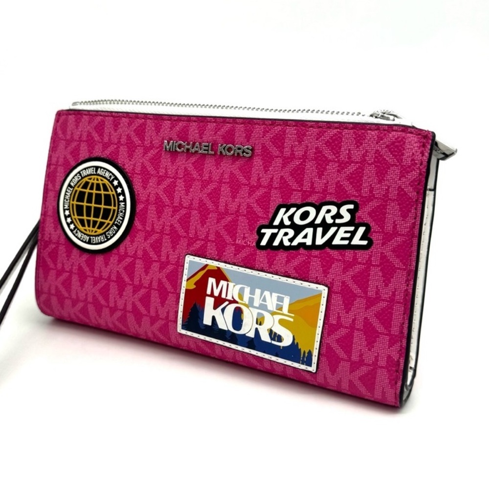 Michael Kors Large Double Zip Wallet Wristlet Dragonfruit